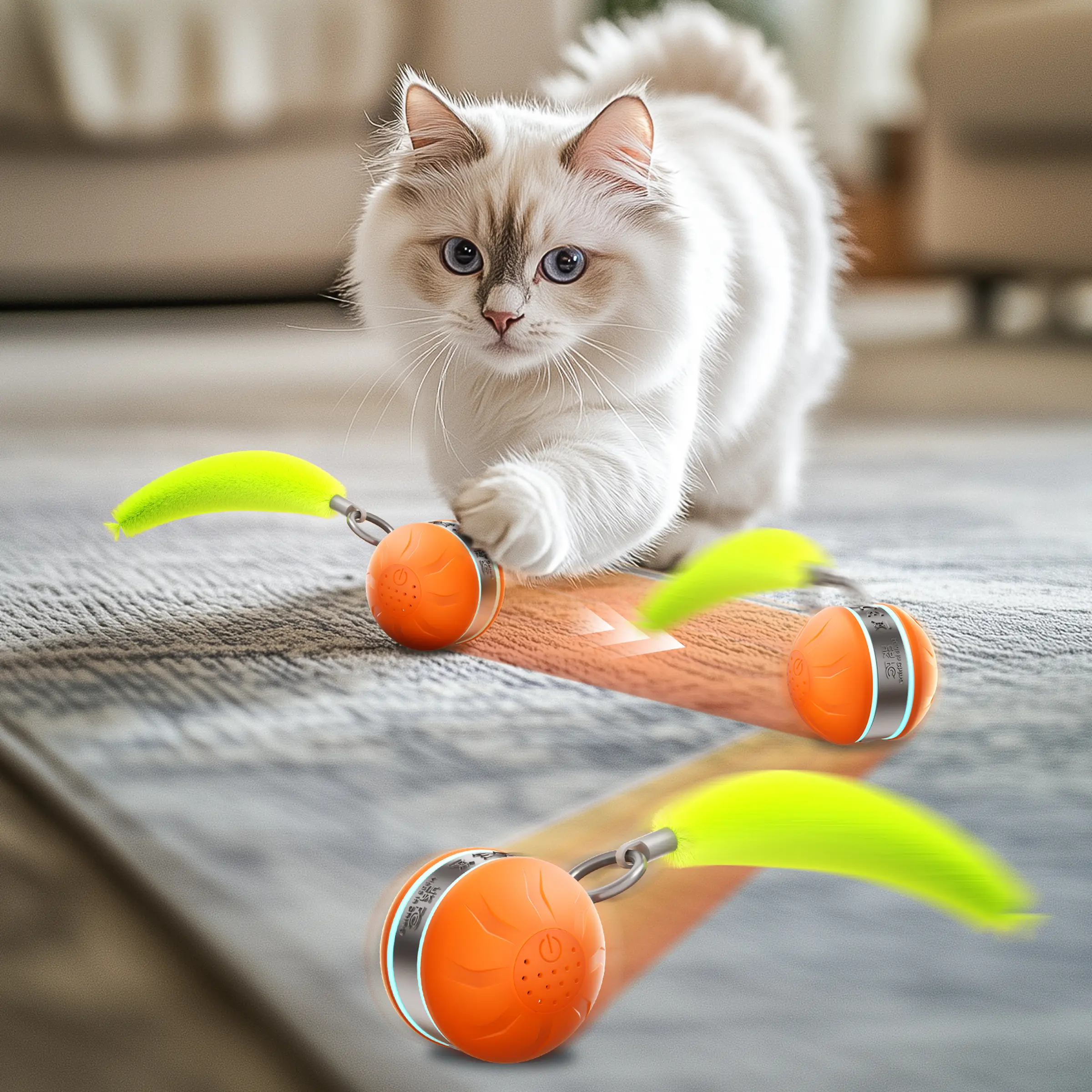 Striped USB Charged Cat Ball Toy Trending Cat Ball Toy! Smart Electric with Realistic Bird Sounds, Super Fun Interactive Play for Cats - Stops Boredom, Ideal Cat Entertainment Tool!