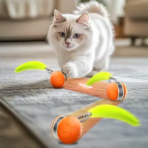 Striped USB Charged Cat Ball Toy Trending Cat Ball Toy! Smart Electric with Realistic Bird Sounds, Super Fun Interactive Play for Cats - Stops Boredom, Ideal Cat Entertainment Tool!
