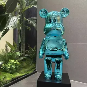 Shiny metal bear statue, popular home collectible decor.