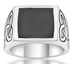 LYNX Men's Stainless Steel Resin Celtic Knot Ring