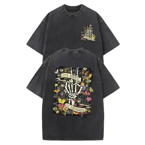 250g Heavyweight Washed T-Shirt GOOD ENERGY IS CONTAGIOUS Retro Distressed Double-Sided Graphic Print Oversized Unisex Streetwear Tee Vintage 90s Design Loose Fit Round Neck Short Sleeve Top for Men Women All-Season Cas boyfriend tee Menswear Tshirt