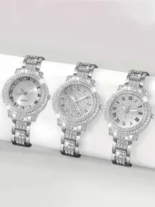 Shiny Crystal Diamond Classic Quartz Watch for Women | Luxury Roman Numeral Wristwatch, Perfect for Daily & Party Wear