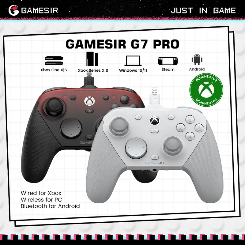 GameSir G7 Pro Flagship Console Gaming Controller - Gamers Accessories Console, 1000hz Polling Rate, 1200mah, Wired for Xbox, Wireless Bluetooth for PC & Android, Magnetic Micro Card Sticker & Receiver, Precision Buttons, Gaming Gamepad, Joypad Controller