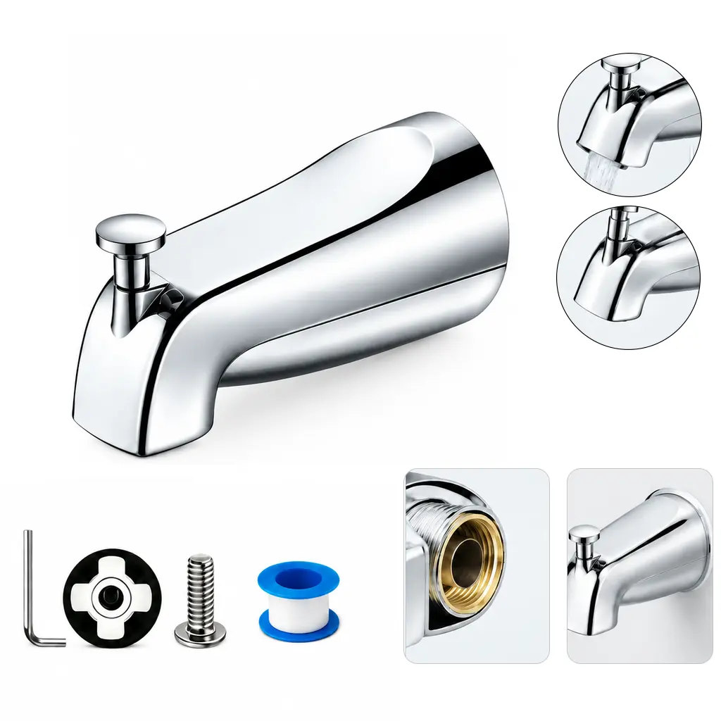 5.2in Bathtub Tap Replacement, Luxury Low Noise Streamlined Bathtub Tap with Steady Flow, Complete Accessories for Fixing Old Leaking Malfunctioning Bathroom Fixtures