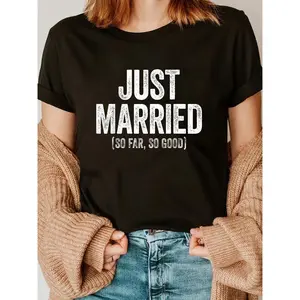 100% Cotton Just Married So Far So Good T-Shirt Newlywed Bride And Groom T-Shirt