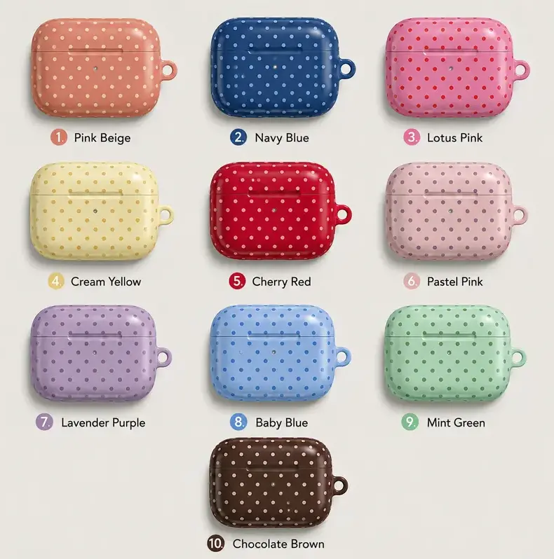 [Preppy Polka Dot Style] Polka Dot AirPods Case for AirPods Pro 3/2/1 & AirPods 4/3/2/1, Cute Colorful Glossy Soft TPU Shockproof Protective Cover, Minimalist Aesthetic, Wireless Charging Compatible, Gift for Him