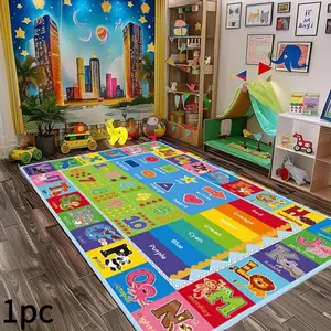 ABC-Educational Mat/Floor Mat with Alphabet/Animals Playroom/Classroom(Non-Slip Backing for"family Entertainment"and "parent-child Interaction" Hand Washable Parent-child Learning Mat Fall Decor Thanksgiving/Christmas Gift)