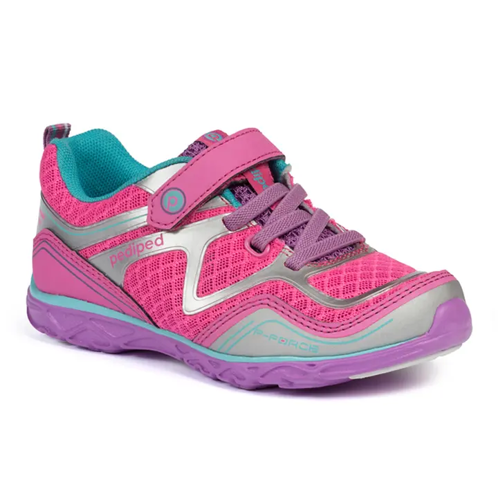 Pediped Force - Flex Pink/Silver | Durable & Breathable Kids Shoes for Active Feet | Approved by the American Podiatric Medical Association