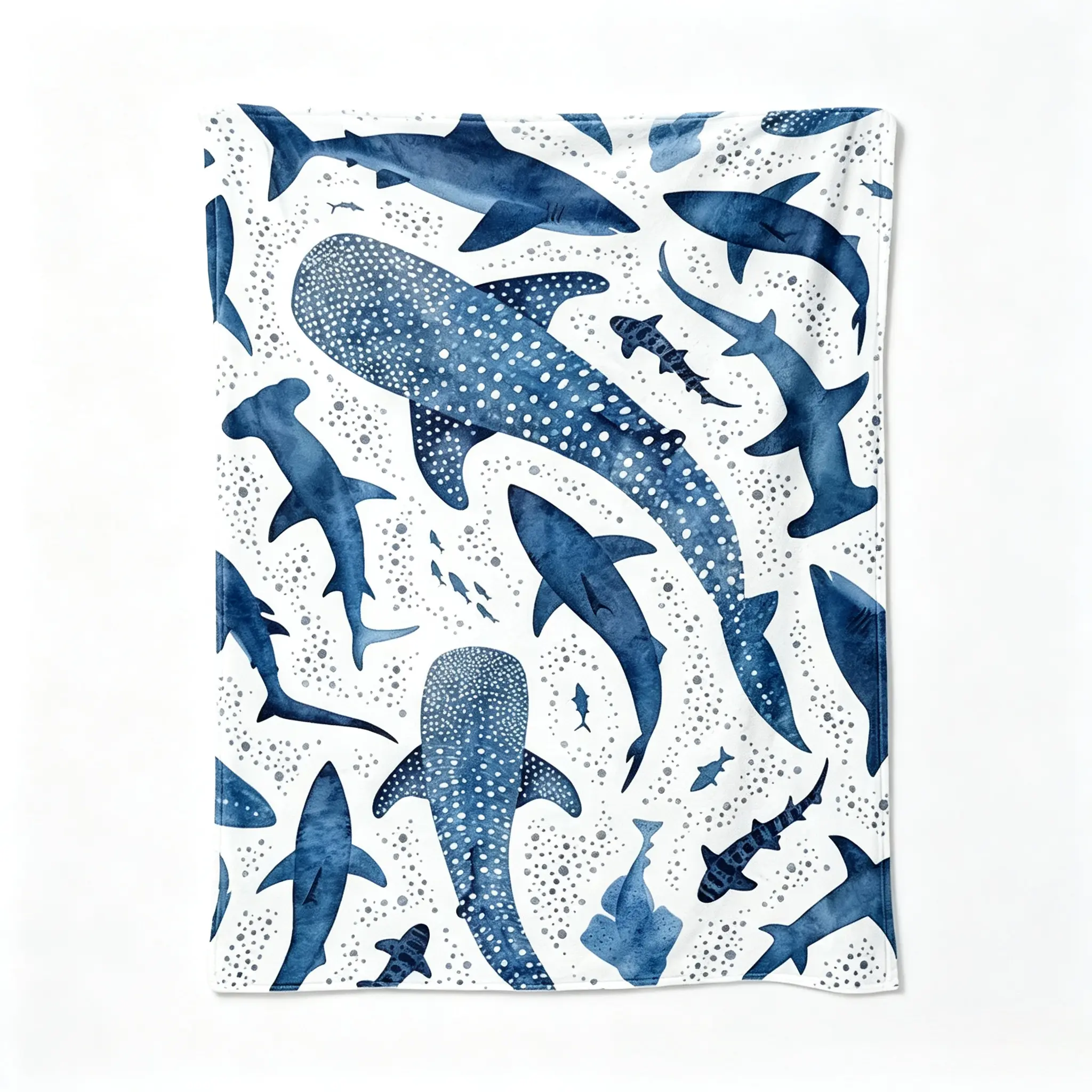 Premium Romantic ocean style whale shark pattern warm Blanket - Super Soft, Lightweight, Cozy - 4 Sizes Available for Family Leisure Use in Bedroom, Living Room (Sports & Outdoor Yoga-Pilates Relaxation Accessory)
