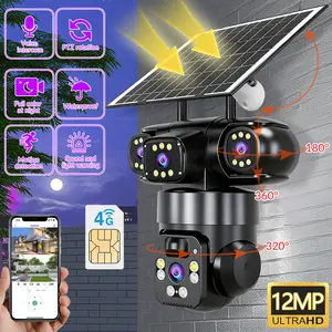 kepeak-Wireless 3-lens 12MP Solar Security Camera, 360° PTZ Rotation, WiFi & 4G Dual Mode, Full Color Night Vision, Human Detection, Two-Way Audio, Ideal for Home, Yard and Farm Outdoor