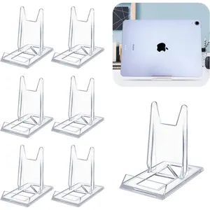 6 Pack Clear  Adjustable Desktop Book Stand & Display Easel for Tablet Phone Clutch Bag Plate Artwork Magazine Picture Comic Album CD Postcard -  Office  to School