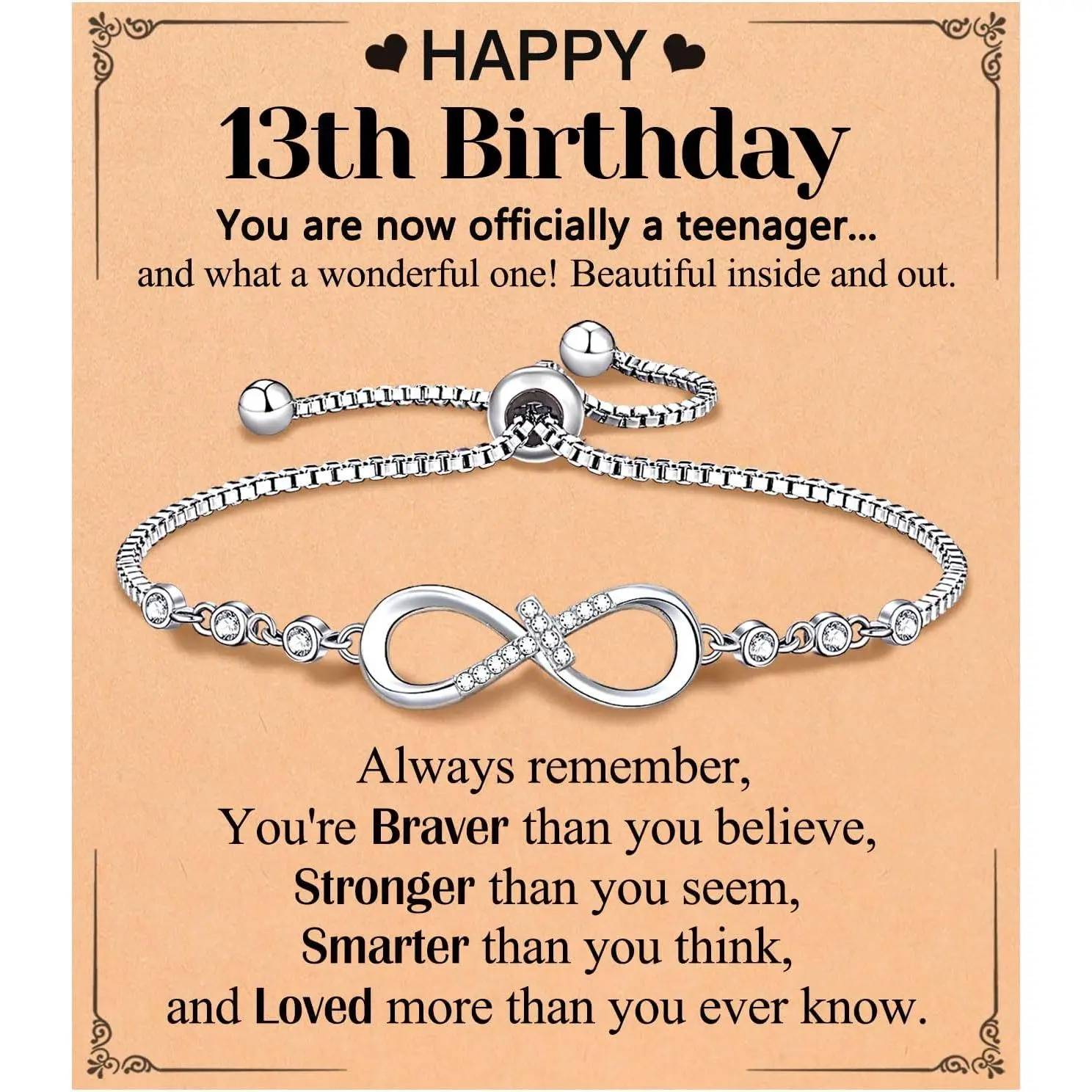 Infinity CZ Cross Bracelet 11th 13th 16th Birthday Christian Gifts Ideas
