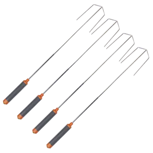 Camp Cozy HotRod Roaster - Orange Mashmallow/Hot Dog Roasting Stick Smores Camping Tool Auto-Rotating BBQ Fork 4-PACK
