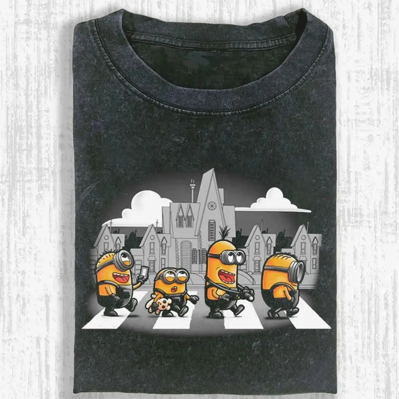 Minions Family Shirt, Movie Shirt, Vintage Shirt, Family Vacation Shirt, Funny Parody Street Crossing Art, Retro Cartoon Aesthetic, Unisex Menswear Womenswear Top