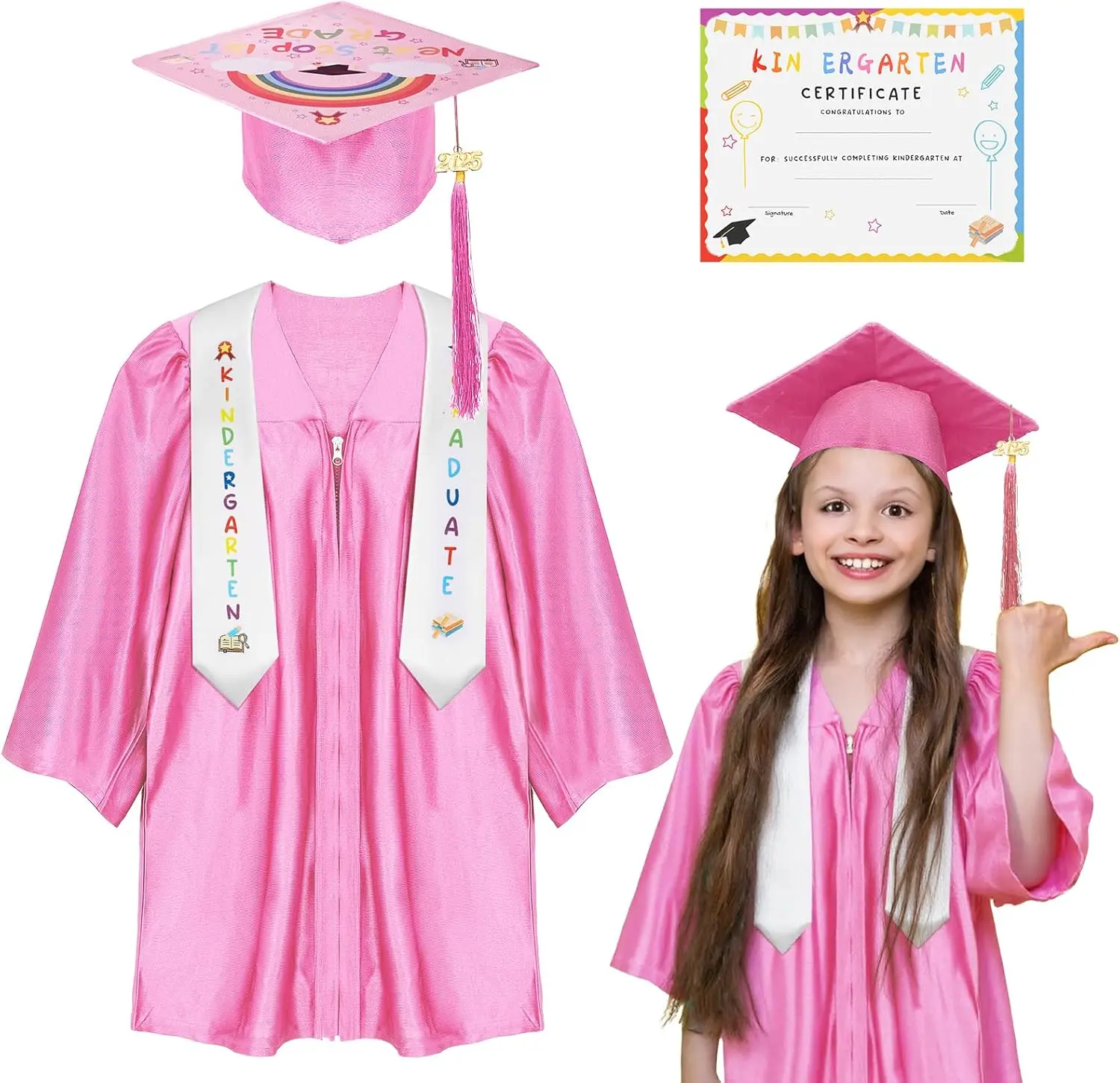 Kindergarten graduation cap and gown with 2026 Tassel, Certificate for ...