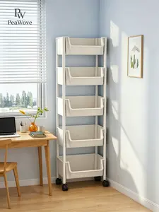 PeaWove Multifunctional Multi-Layer Plastic Storage Cartwith Wheels, Layered Shelf Organizer for BedroomKitchen Bathroom Living Room, AdjustableStanding Shelf Suction Cup Sponge Holder for Kitchen Sink semiannual sale 2026 easy install kit glove clip cas