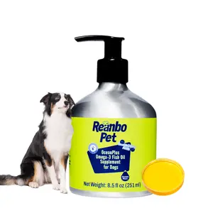Reanbo Pet Omega-3 Dog Supplements -  Natural Pet Care for Shiny Coat - Wild Ocean Fish Oil - Third-Party Tested Purity - 8.5oz Pump Bottle Vitamin
