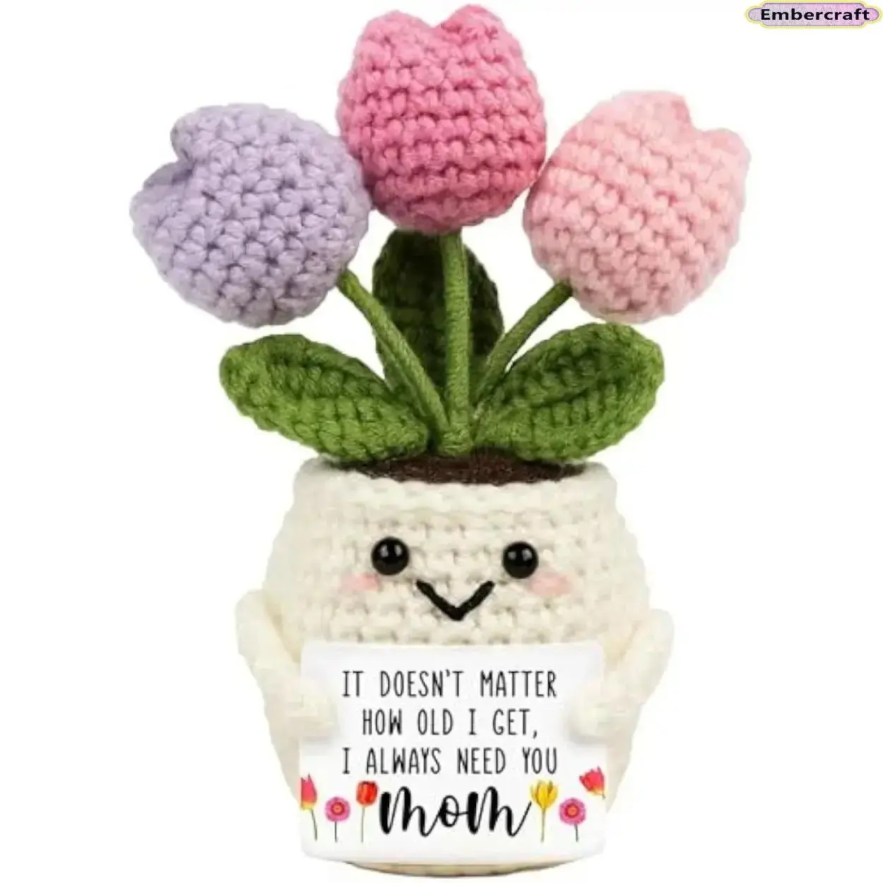 Handmade Crochet Tulip Yarn Doll, Cute Soft Flower Decor, Mothers Day Gift, Mom Gift, Perfect Birthday Keepsake & Aesthetic Desk Accessory, Mom Gifts Stuffed