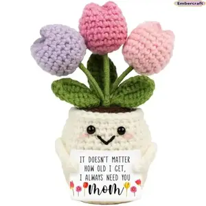 Crochet Tulip Gift for Mom, Handmade Flower Doll, Cute Soft Yarn Flower, Perfect Mother’s Day & Birthday Gift, Aesthetic Desk Decor & Keepsake