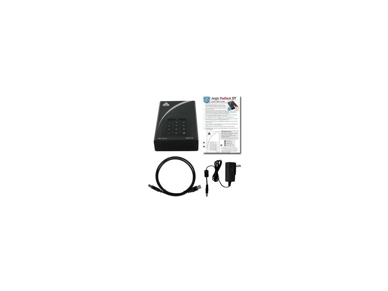 APRICORN Aegis Padlock DT 6TB USB 3.0 FIPS 140-2 Encrypted USB 3.0 Desktop Hard Drive with PIN Access ADT-3PL256F-6000 Black