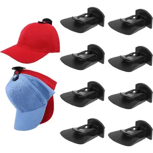 Adhesive Hat Hooks for Wall, 8 Pack Hat Racks for Baseball Caps Hold Up to 16 Hats Hat Holder Organizer Hat Hangers Display for Wall, Closet, Door