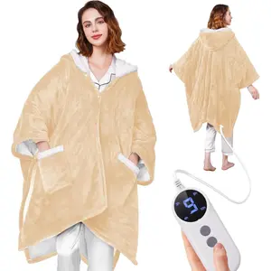 Wearable Heated Blanket - Cozy  for Women, Mom, Men| Reversible Flannel & Sherpa Electric Robe with Pockets & , 9 Heat Levels, 2-10H Timer, ETL Safe, Machine Wash, 50"x70" Yellow