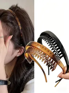 Wave Design Hair Hoop with Teeth, Fashionable Hair Accessories for Women & Girls, Minimalist Zigzag Headwear for Thick Hair, Zigzag Headband