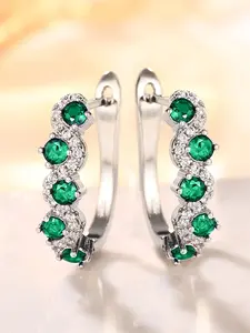 1 Pair Fashion Green Cubic Zirconia Hoop Earrings Fashionable Jewelry For Women For Wedding Anniversary Engagement Party Jewelry Valentine's Day Gift