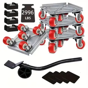 Upgraded large five-wheel furniture moving mover, heavy-duty furniture pusher with a maximum load capacity of 2000 pounds, 5 360° rotating wheels, carbon steel panel, furniture lifting slider, tool set, sofa, refrigerator