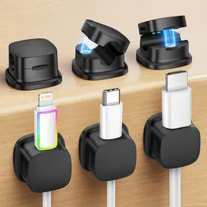 6 Pack Cable Management Cord Organizer,Magnetic Cable Clips-1s Lock, Desk Adhesive Cord Cable Clip Wire Holder Keeper for Phone Charger Wire,Nightstand,Car,Office,Desktop Accessory