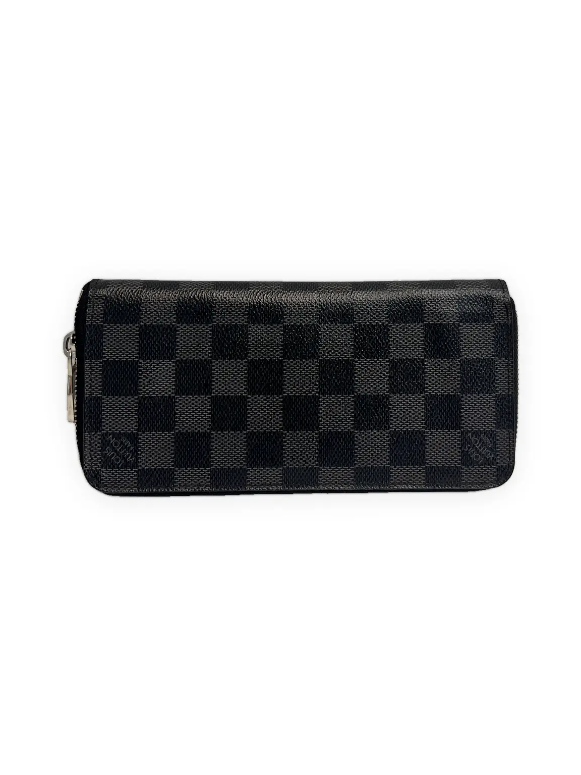 Pre-owned Louis Vuitton Damier Graphite coated canvas Small Leather Goods Long Zippy Wallet Small Leather Goods, Black/Grey Checkerboard, Very Good Condition, S014260514014, No