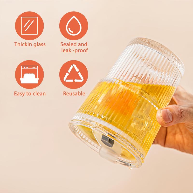 2pcs 14oz Glass Cups with Lids and Straws, Glass Coffee Cups, Iced Coffee Cups with Lids, Smoothie Cup, Tumbler for Whiskey, Cocktail, Juice, Tea, Latte