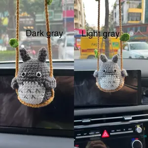 Handmade Crochet Cute Creature Car Charm – Funny Mirror Hanging Decor