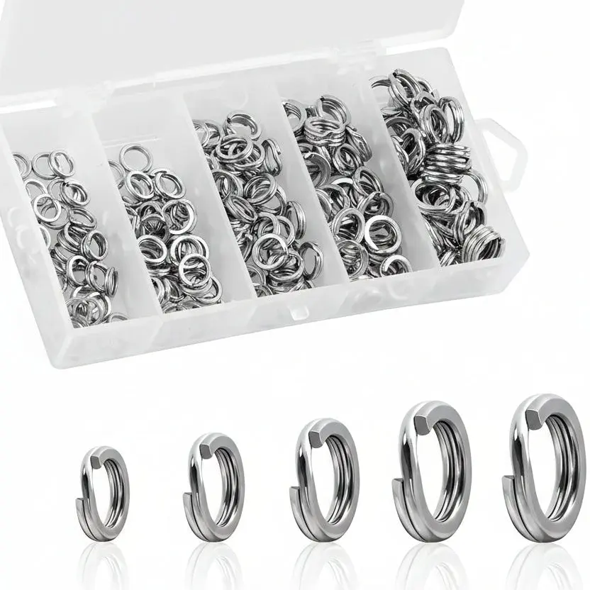 Nova Split Rings Bulk Pack – High-Strength Stainless Lure Connectors, 5 Sizes (200/250pc)