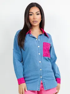 Denim Button Down Blouse