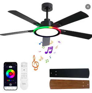 BAYSQUIRREL 52" Ceiling Fan with Lights, RGB Bluetooth Speaker, 6-Speed Reversible Motor, Full-Spectrum Lighting, Edge Ambient Lights, Smart Lighting Solutions,Feb Faves,Valentine's Day