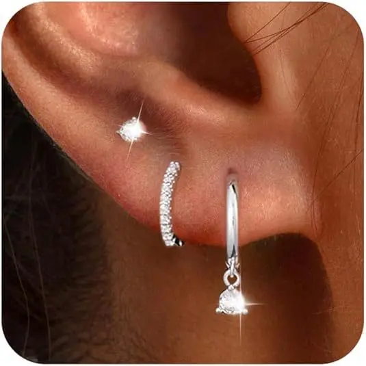 15 # Silver Ear Button Earnail (Set of 3