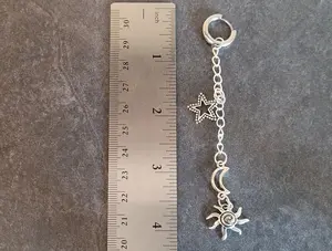 18g Moon Star Sun Silver Hoop earrings Hinged Clicker Ring Dangle Chain Drop Charm Helix Rook Conch Daith huggie piercing ear goth alt