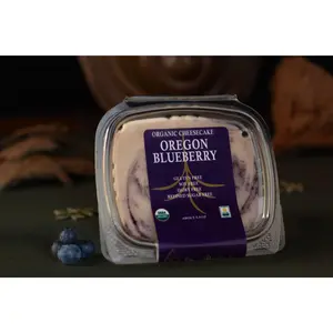 Oregon Blueberry Cheesecake - Organic RTFC Cheesecake with Organic Sweet Dried Blueberries, 6 oz Individually Packaged, Dairy Free, Gluten Free, Vegan