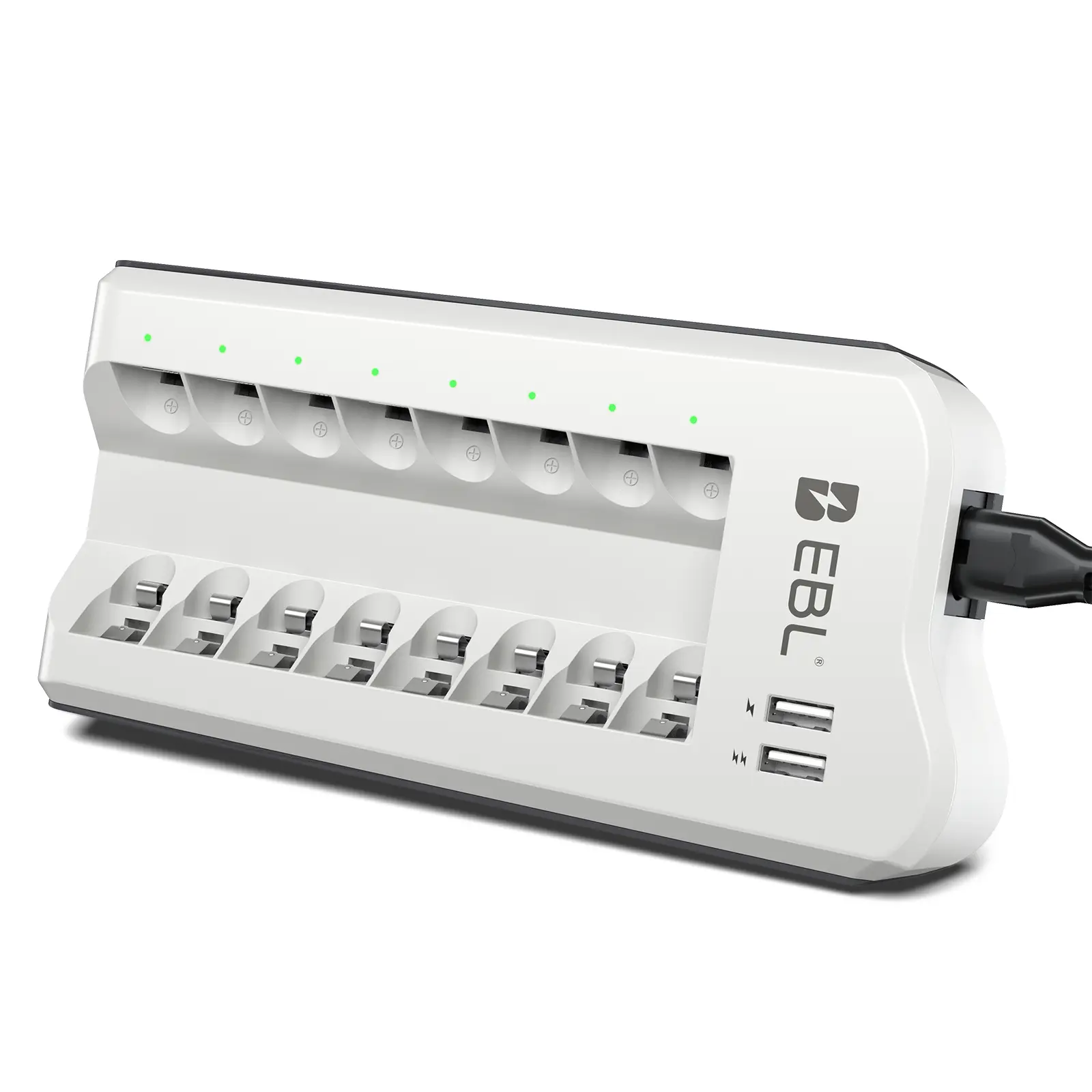 EBL 808U Battery Charger with AA AAA Ni-MH Rechargeable Batteries Fast Charging Pack 2 USB Ports for rechargeable batteries 1100mAh & 2800mAh Batteries Included