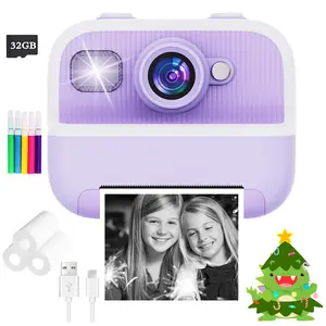 Kids Camera Toy with Instant Print, 2.4-Inch Screen Dual Camera, Christmas Birthday Gift for Girls and Boys, Includes Printing Paper & 32GB Card