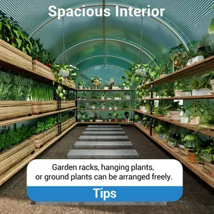 GAOMON 15 x 6.5 FT Large Outdoor Greenhouse - Walk in Plant Growth House with Mesh Windows, Durable PE Cover, Galvanized Steel Frame - Swing Door