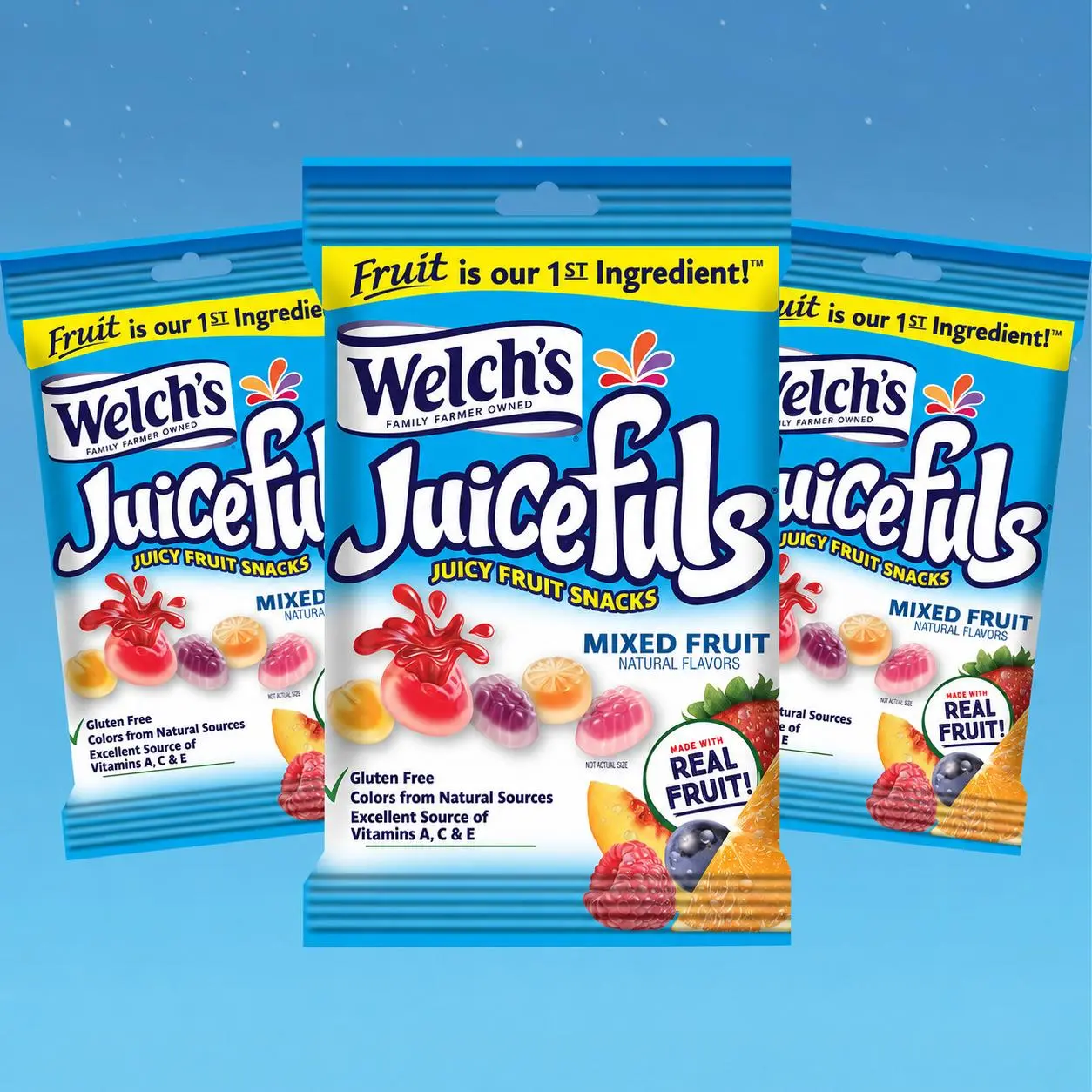 Welch's Juicefuls Juicy Mixed Fruit Gushers Candy, Sweet, Gluten-Free, Sharing-Size 4 oz Bags