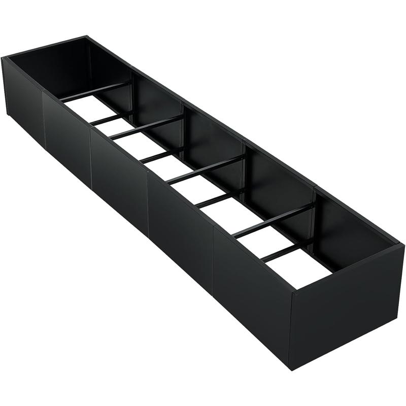 Large Rectangular Metal Planter Box with Drainage Holes, Heavy Duty Outdoor Steel Raised Garden Bed, Snap-Together No-Tool Assembly for Patio, Balcony, Garden