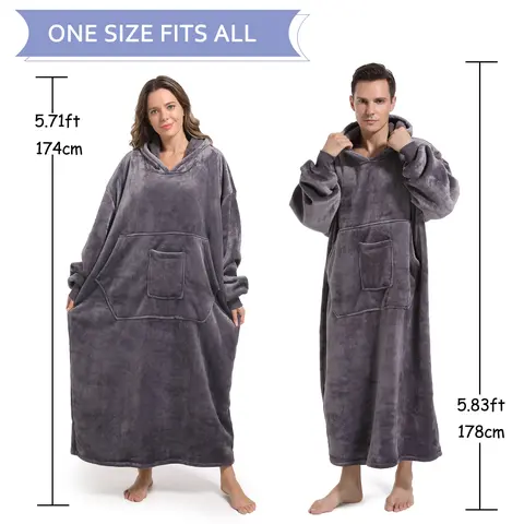 REDESS Women's Soft Loose Flannel Hooded Robe - Adults' Cozy Lambswool Lined, Long-Sleeve Insulated Casual Bathrobe with Pockets, Outdoors & Indoor Loungewear for Bath & Sofa Use