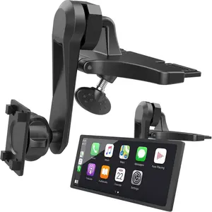 CD Slot  Mount for Portable  Screens with Extension Arm, Adjustable Angles, Low Profile, Integrated Mounting Solution for in- Android Display Monitors (4-Tab Bracket Mount)