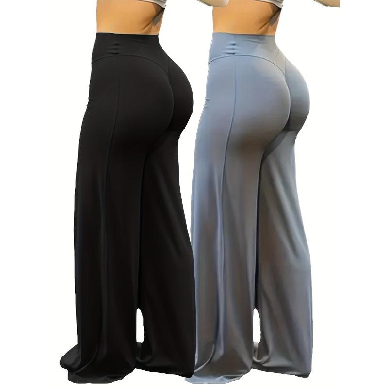 2026  Spring Activewear Essential! 2-Piece Plus-Size Women’s Wide-Leg Yoga Pants Set | Comfortable for Outdoor Yoga, Fitness & Casual Outings | Trendy Athleisure Staple