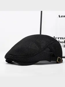 Unisex Hollow Mesh Flat Cap, Quick-Dry Breathable Fabric, Vintage Gatsby Style, Comfortable Headwear for Commuting and Street Wear, Vintage Hat, Hats Snapback, Snapback Cap