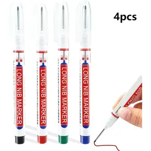 4Pcs Marking Pen, Deep Hole Marker, Drill Hole Marker, 20mm Tip Deep Hole Marker, Marking Pen for Wood, Wall, Plastic, Cardboard Construction Site Pen (4 Colors)