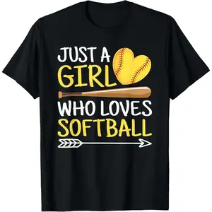 100% Cotton Just A Who Loves Softball Cute Softball Lover T-Shirt